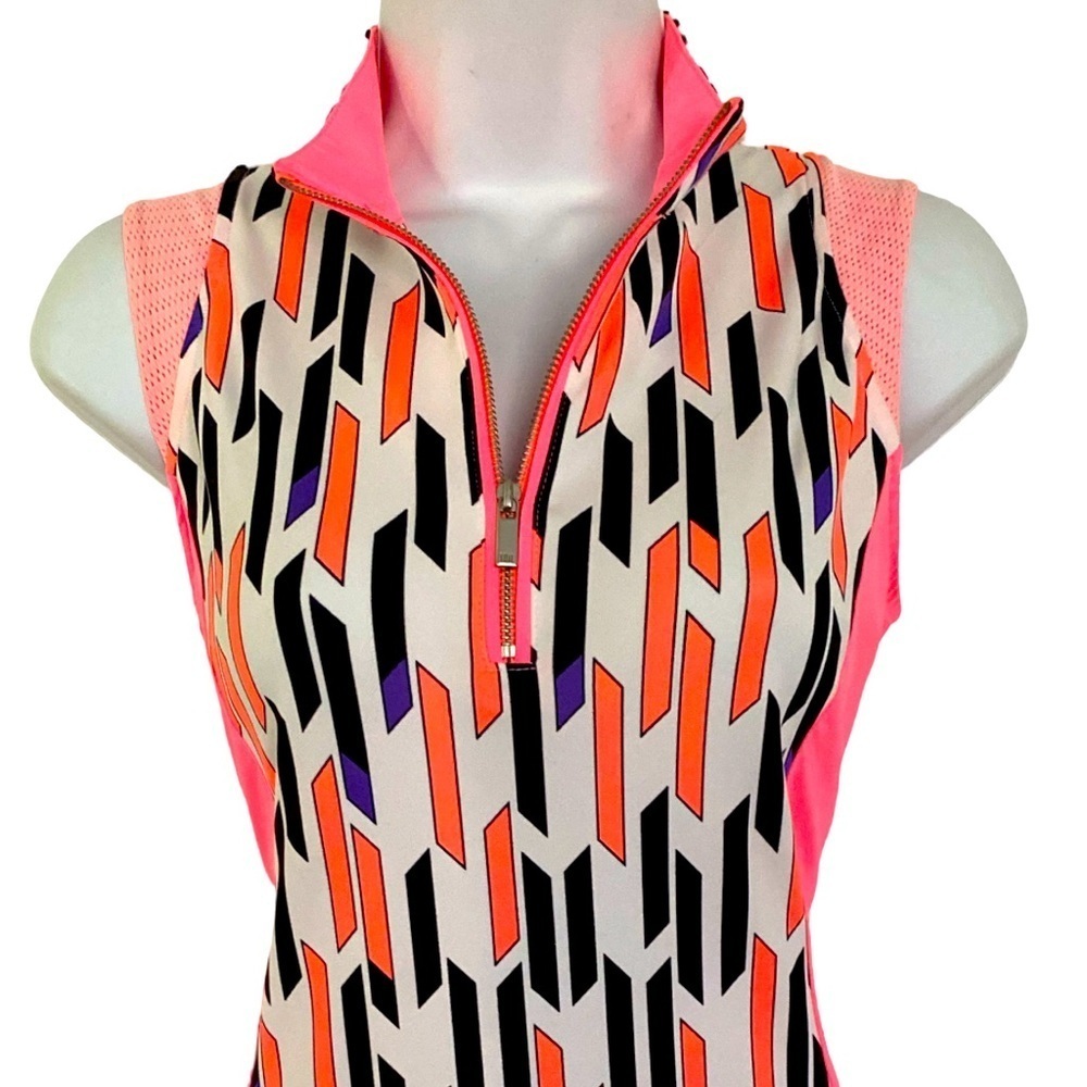 Tail Quarter Zip Dress - S orange , white , blue , nylon spandex - Picture 2 of 5